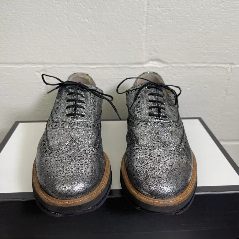 LLOYD METALLIC SILVER DRESS LOAFERS WOMEN'S SIZE 8.5